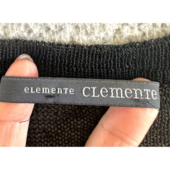 ELEMENTE CLEMENTE Black Wool Oversize Long Sleeve Tunic Top Knit Sheer - Picture 5 of 15